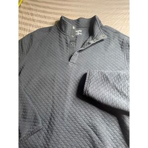 Rhone Men XL Quilted Snap Neck Pullover Sweatshirt Charcoal Gray Diamond Pattern